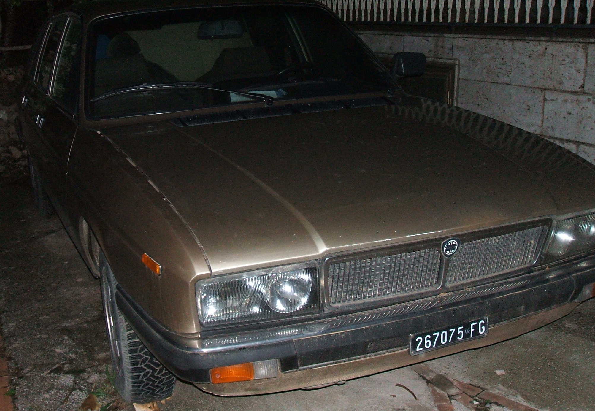 Rallye superstar Miki Biasion turning around at night in front of a cheering